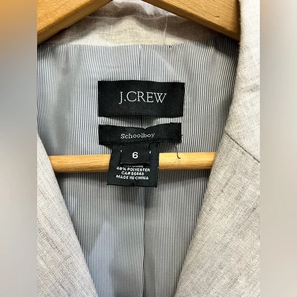 J Crew 100% Linen Schoolboy Blazer Neutral Beige Bold Covered‎ Buttons Work - Picture 9 of 12